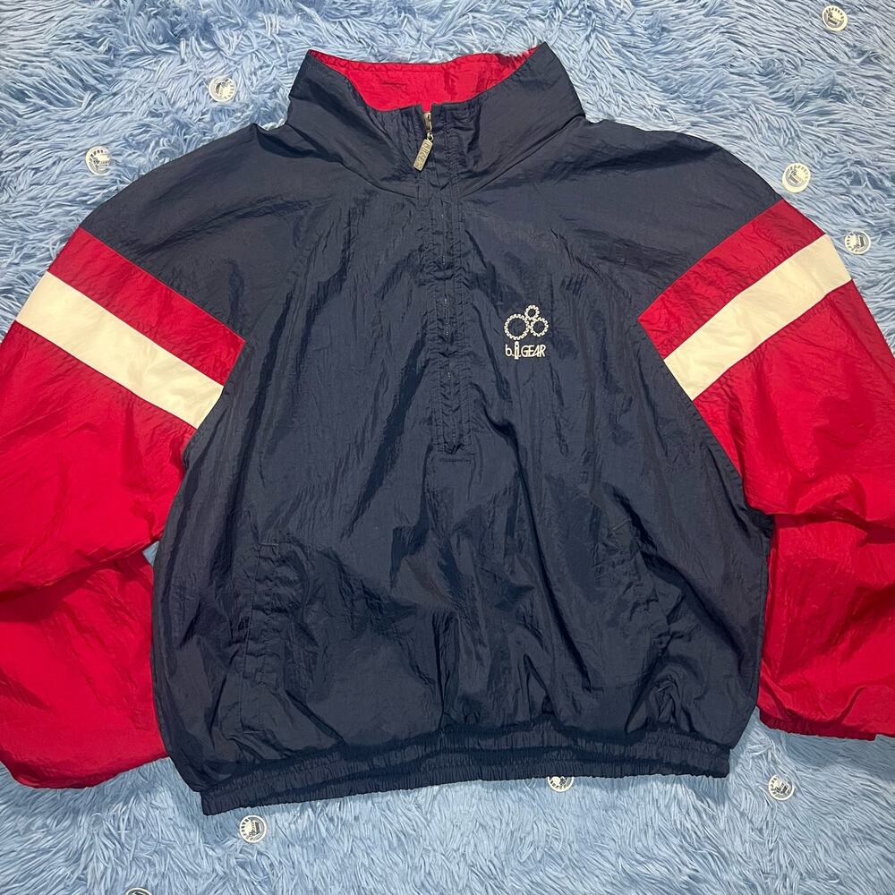 VINTAGE B.I Gear Half Zip Windbreaker Jacket Size Large Mens Blue Unisex Casual
